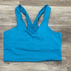 ALO Yoga Bright Blue V-Neck Racerback Sports Bra